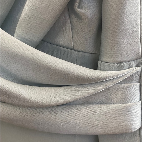 Tahari Shimmering sea foam green dress with draped neckline and side slit. 8 - Picture 6 of 12